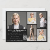 Model Actor 6 Foto Comp Kaart Sjabloon met QR (Achterkant)