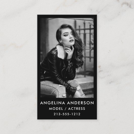 Model Actor Black en White Photo Professional Visitekaartje (Voorkant)