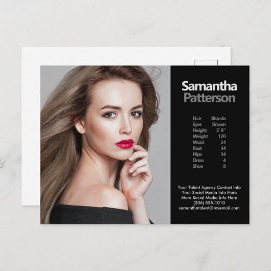 Model Actor Comp Briefkaart 1 Fotosjabloon (Voorkant / Achterkant)
