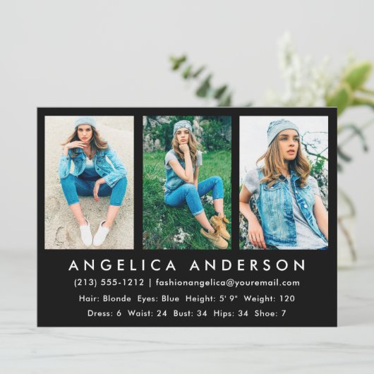 Model Actor Comp Card 3 Blk-foto Kaart (Staand voorkant)