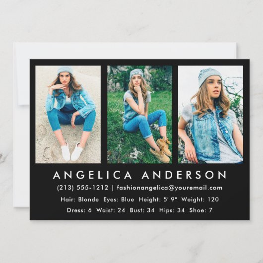 Model Actor Comp Card 3 Blk-foto Kaart (Voorkant)