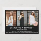 Model Actor Comp Card 3 Foto 5x7 zwart Kaart (Voorkant)