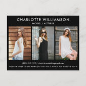 Model Actor Comp Card 3 Photo Briefkaart Black (Voorkant)