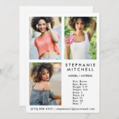 Model Actor Comp Card 3 Photo Wht (Voorkant / Achterkant)