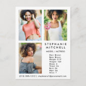 Model Actor Comp Card 3 Photo Wht - Briefkaart (Voorkant)