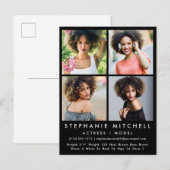 Model Actor Comp Card 4 Square Photos Briefkaart (Voorkant / Achterkant)