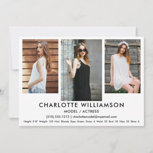 Model Actor Comp Card 5x7 Wh3 Photo Kaart (Voorkant)