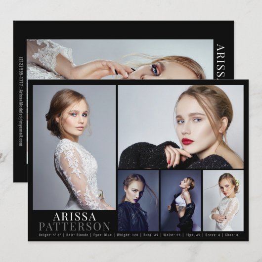 Model Actor Comp Card 6 Foto 5.5x7.5 Kaart (Voorkant / Achterkant)