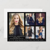 Model Actor Comp Card Black 5 Photo Briefkaart (Voorkant / Achterkant)