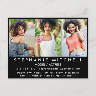 Model Actor Comp Card Blk Briefkaart - 3 foto's