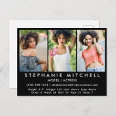 Model Actor Comp Card Blk Briefkaart - 3 foto's (Voorkant / Achterkant)