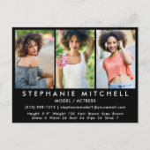 Model Actor Comp Card Blk Briefkaart - 3 foto's (Voorkant)