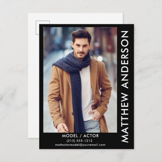 Model Actor Comp Card Briefkaart Blk - Zijnaam (Voorkant / Achterkant)