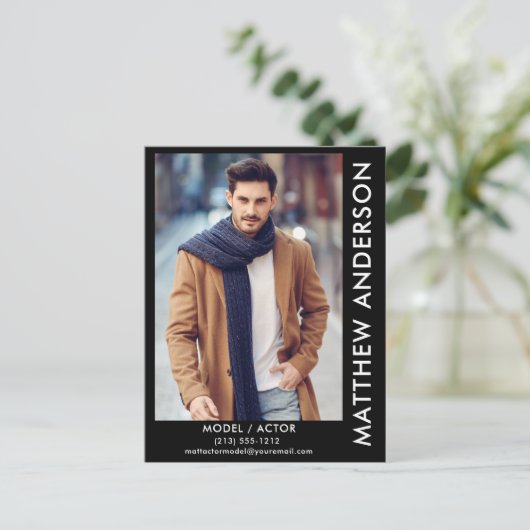 Model Actor Comp Card Briefkaart Blk - Zijnaam (Staand voorkant)