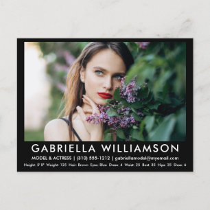 Model Actor Comp Card Photo Black Briefkaart