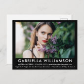 Model Actor Comp Card Photo Black Briefkaart (Voorkant / Achterkant)