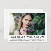 Model Actor Comp Card Photo White Briefkaart (Voorkant / Achterkant)