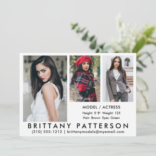 Model Actor Comp Kaart 3 Foto 5 x 7 Wh (Staand voorkant)