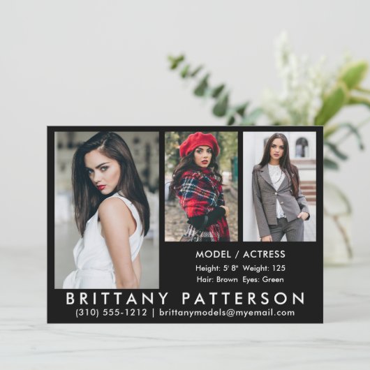 Model Actor Comp Kaart 3 Foto 5x7 Blk (Staand voorkant)