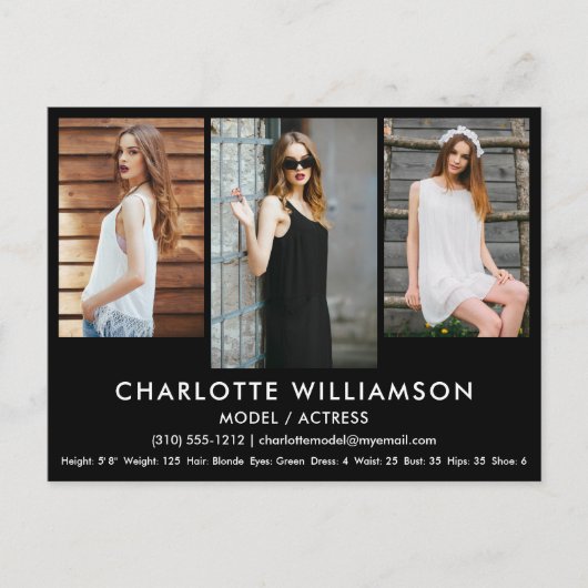 Model Actor Comp Kaart 3 Foto-Briefkaart Blk (Voorkant)
