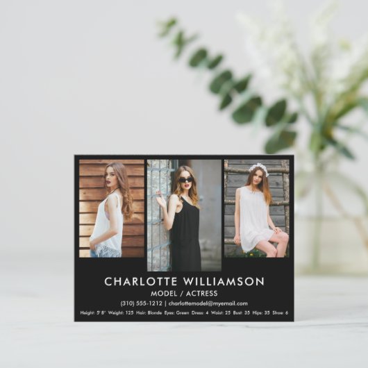 Model Actor Comp Kaart 3 Foto-Briefkaart Blk (Staand voorkant)