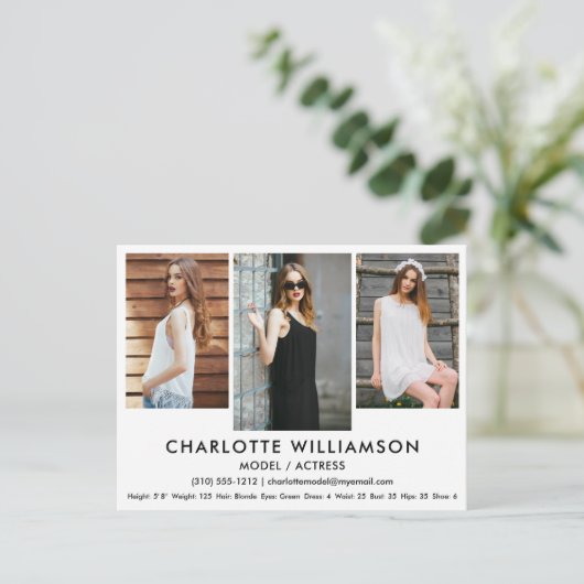 Model Actor Comp Kaart 3 Foto Briefkaart Wit (Staand voorkant)