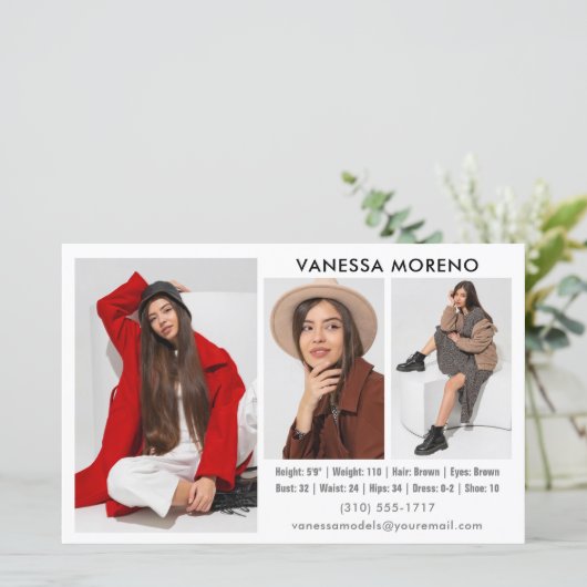 Model Actor Comp Kaart 3 Foto Witte Flyer (Staand voorkant)