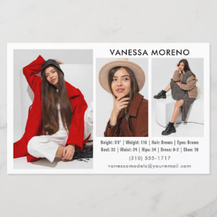 Model Actor Comp Kaart 3 Foto Witte Flyer