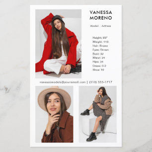 Model Actor Comp Kaart 3 Foto Witte Flyer