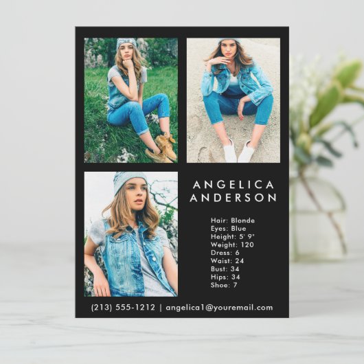 Model Actor Comp Kaart 3 Foto zwart (Staand voorkant)