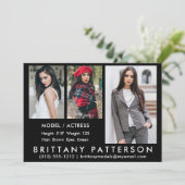 Model Actor Comp Kaart 3 Foto zwart, 5 x 7 (Staand voorkant)