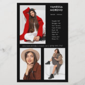 Model Actor Comp Kaart 3 Foto Zwart Flyer (Voorkant)