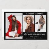 Model Actor Comp Kaart 3 Foto Zwart Flyer (Voorkant / Achterkant)