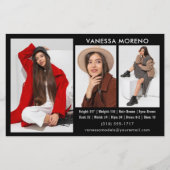 Model Actor Comp Kaart 3 Foto Zwart Flyer (Voorkant)