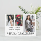 Model Actor Comp Kaart 3 Photo White 5 x7 (Staand voorkant)