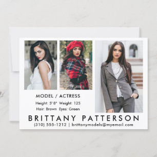 Model Actor Comp Kaart 3 Photo White 5 x7