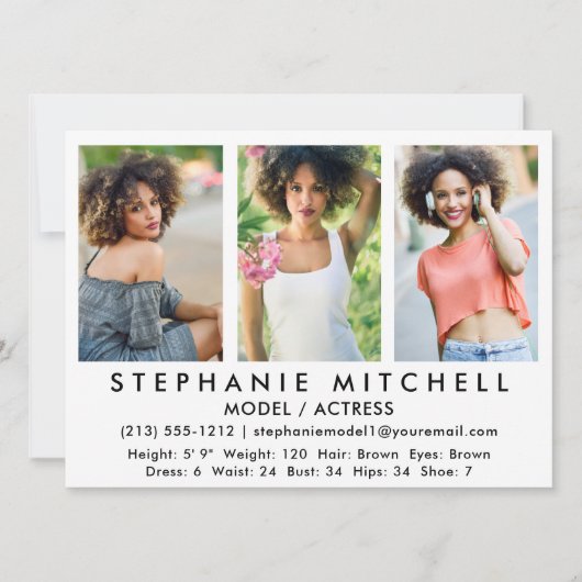 Model Actor Comp Kaart - 3 Photo Wht (Voorkant)