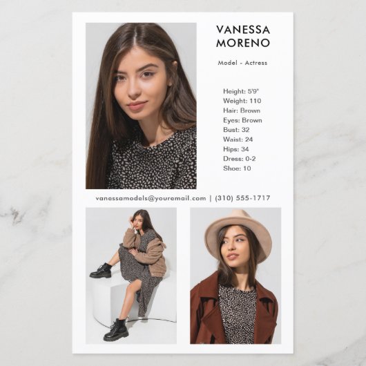 Model Actor Comp Kaart 4 Foto 2 Zijde Witte Flyer (Achterkant)