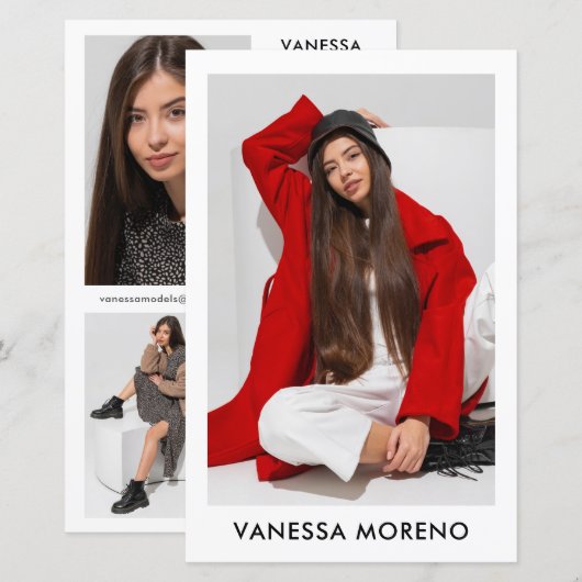 Model Actor Comp Kaart 4 Foto 2 Zijde Witte Flyer (Voorkant / Achterkant)