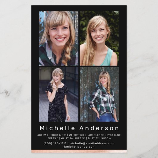 Model Actor Comp Kaart 4 Foto back Script (Achterkant)