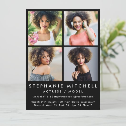 Model Actor Comp Kaart 4 Vierkante foto Blk (Staand voorkant)
