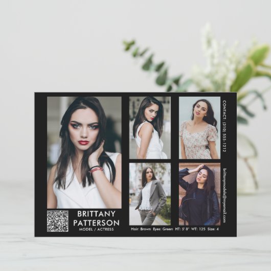 Model Actor Comp Kaart 5 Foto Uw QR-code (Staand voorkant)