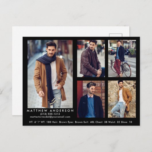 Model Actor Comp-kaart Blk 5-foto-Briefkaart Briefkaart (Voorkant / Achterkant)