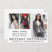 Model Actor Comp Kaart Briefkaart 3 Foto Wit (Voorkant / Achterkant)