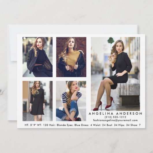 Model Actor Foto Pro Comp Kaart 5 Foto terug W (Achterkant)