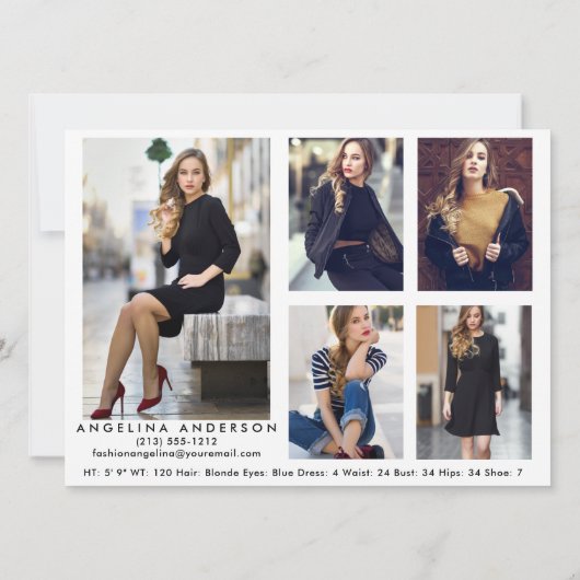 Model Actor Foto Pro Comp Kaart - 5 Foto terug W (Achterkant)