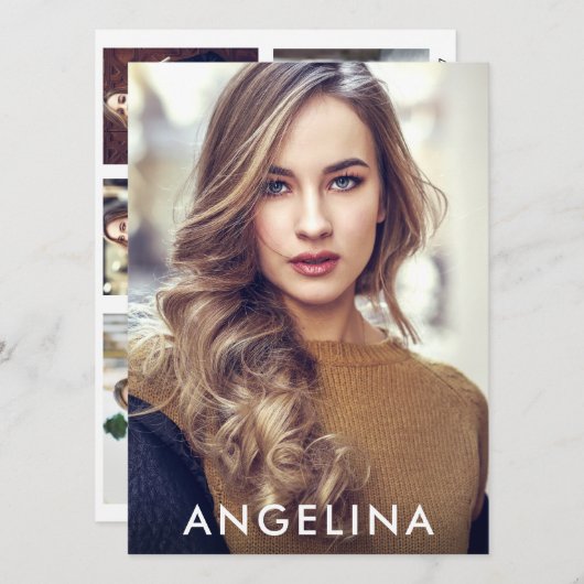 Model Actor Foto Pro Comp Kaart - 5 Foto terug W (Voorkant / Achterkant)