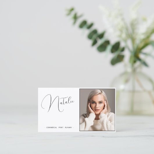 Model Actor Foto Promotie Wit en Zwart Visitekaartje (Staand voorkant)