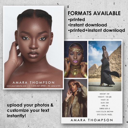 Model Actor Modeling Comp Card 4 Photo Modern Kaart