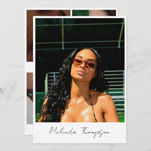 Model Actor Modellering Comp Kaart 5 Foto Influenc (Voorkant / Achterkant)